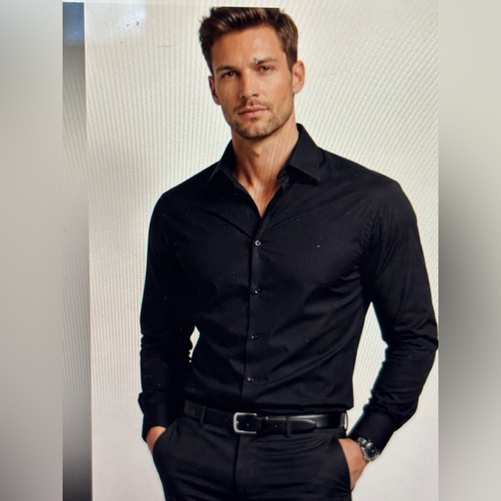 DKNY NWT Classic Black Men's Dress Shirt